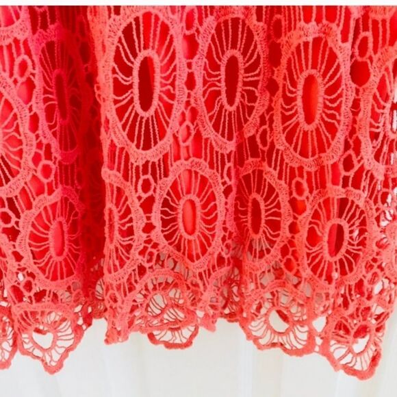 Lauren Conrad Crochet Sleeveless Scoopneck Dress Orange Sz Small - Picture 7 of 10